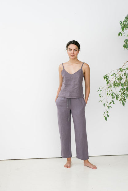 Linen top / Sleeveless linen top / Linen pajama set / Linen trousers / Linen shirt / Linen pajamas / Camisole and trousers