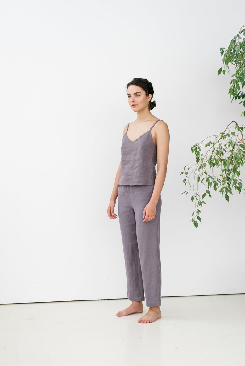 Linen top / Sleeveless linen top / Linen pajama set / Linen trousers / Linen shirt / Linen pajamas / Camisole and trousers