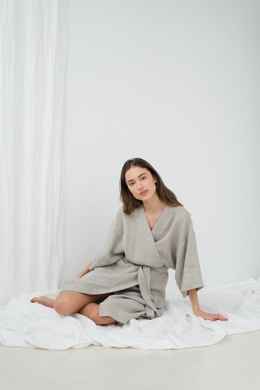 Natural linen robes - Linen kimono robes - Robes with pockets - Linen wedding robes - Linen bridesmaid robes - Dressing gowns - Robes